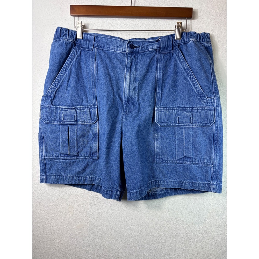 Savane Denim Cargo Camp Shorts Men's 38 W Flex Waist Light Wash Relaxed